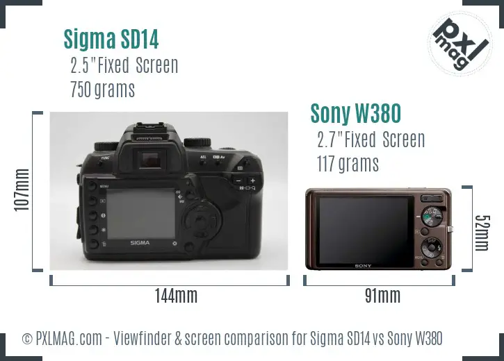 Sigma SD14 vs Sony W380 Screen and Viewfinder comparison