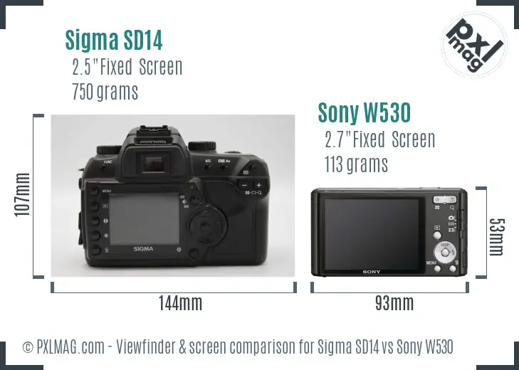 Sigma SD14 vs Sony W530 Screen and Viewfinder comparison