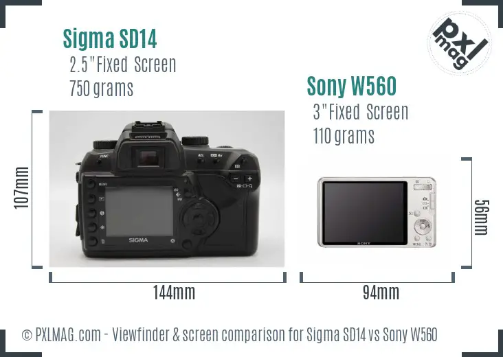 Sigma SD14 vs Sony W560 Screen and Viewfinder comparison Sigma SD14 vs Sony W560 Screen and Viewfinder comparison