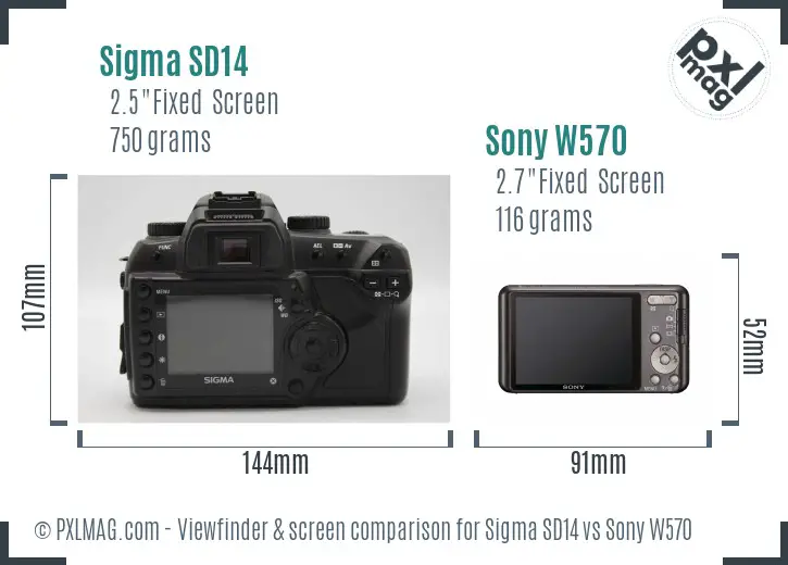 Sigma SD14 vs Sony W570 Screen and Viewfinder comparison