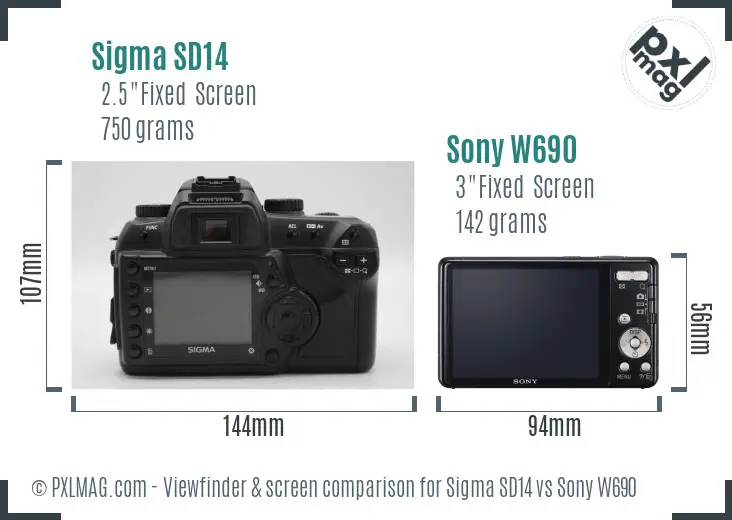 Sigma SD14 vs Sony W690 Screen and Viewfinder comparison Sigma SD14 vs Sony W690 Screen and Viewfinder comparison