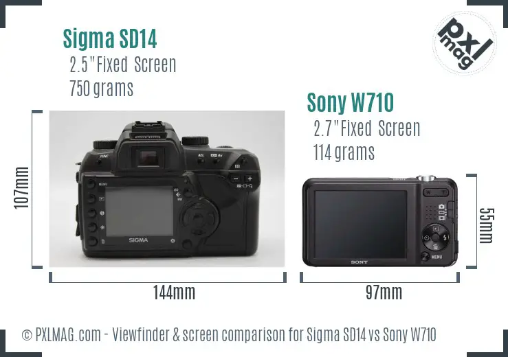 Sigma SD14 vs Sony W710 Screen and Viewfinder comparison Sigma SD14 vs Sony W710 Screen and Viewfinder comparison
