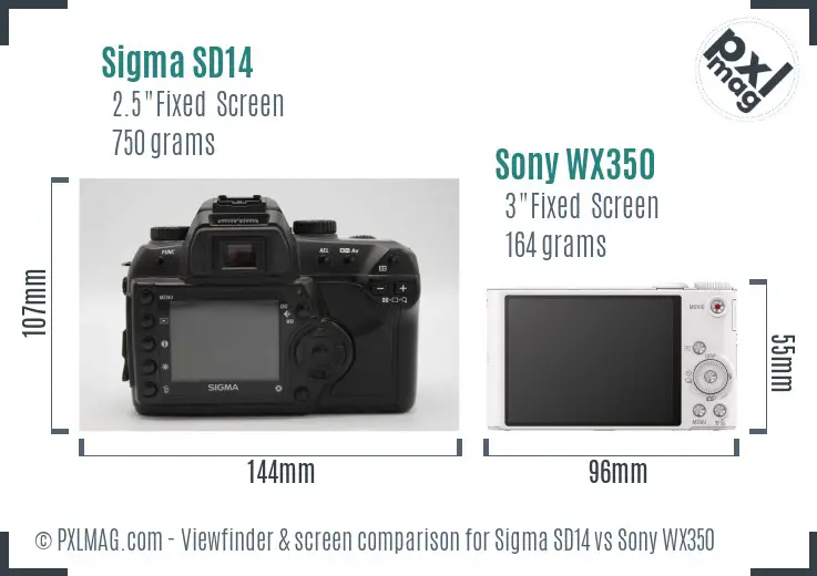 Sigma SD14 vs Sony WX350 Screen and Viewfinder comparison