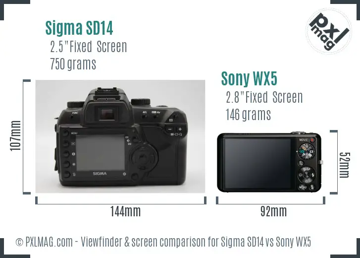 Sigma SD14 vs Sony WX5 Screen and Viewfinder comparison
