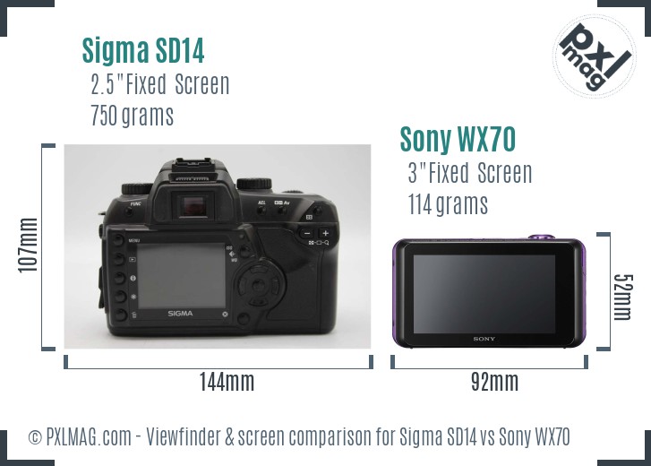 Sigma SD14 vs Sony WX70 Screen and Viewfinder comparison