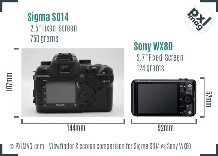 Sigma SD14 vs Sony WX80 Screen and Viewfinder comparison