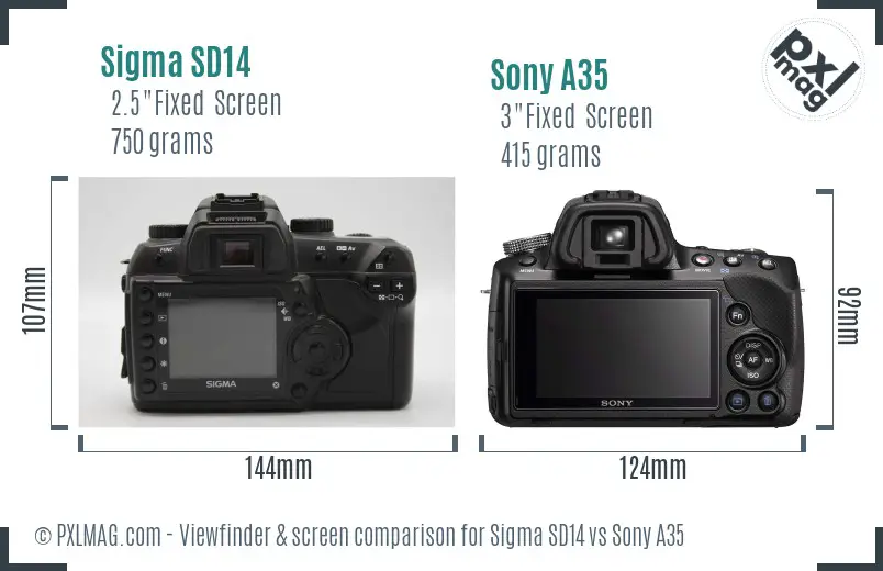 Sigma SD14 vs Sony A35 Screen and Viewfinder comparison