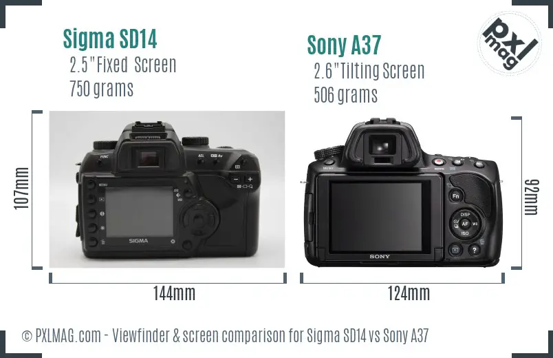 Sigma SD14 vs Sony A37 Screen and Viewfinder comparison