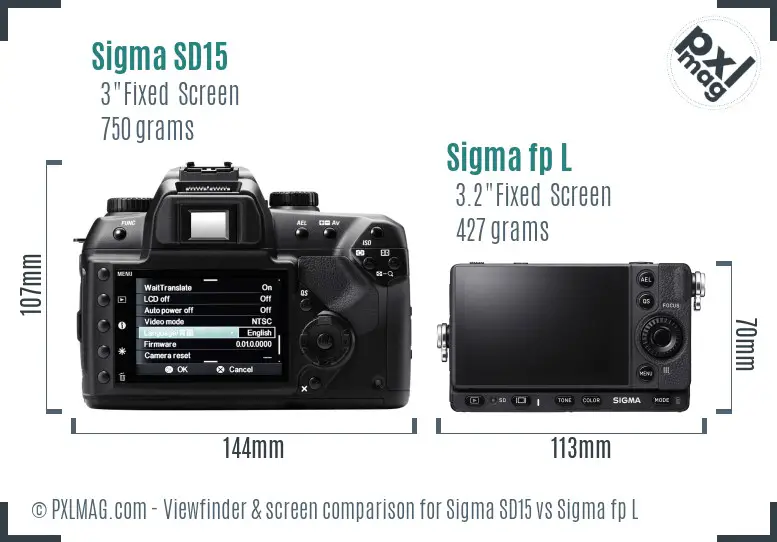 Sigma SD15 vs Sigma fp L Screen and Viewfinder comparison