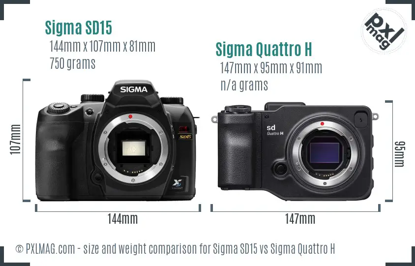 Sigma SD15 vs Sigma Quattro H size comparison