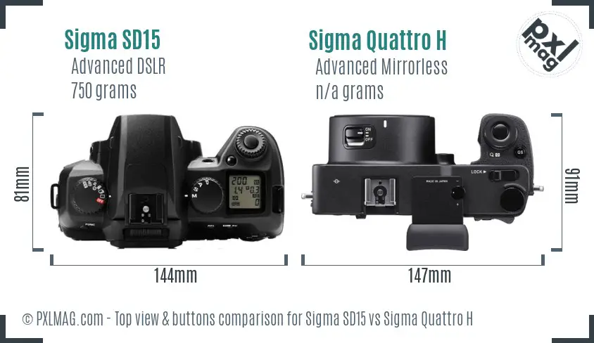 Sigma SD15 vs Sigma Quattro H top view buttons comparison
