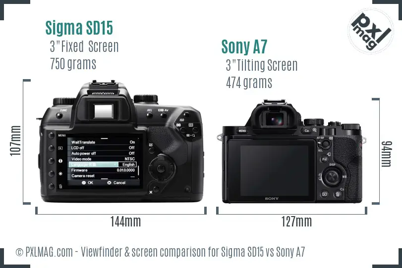 Sigma SD15 vs Sony A7 Screen and Viewfinder comparison
