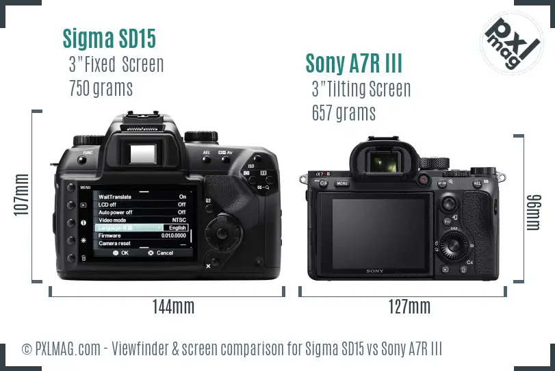 Sigma SD15 vs Sony A7R III Screen and Viewfinder comparison