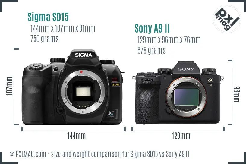 Sigma SD15 vs Sony A9 II size comparison Sigma SD15 vs Sony A9 II size comparison