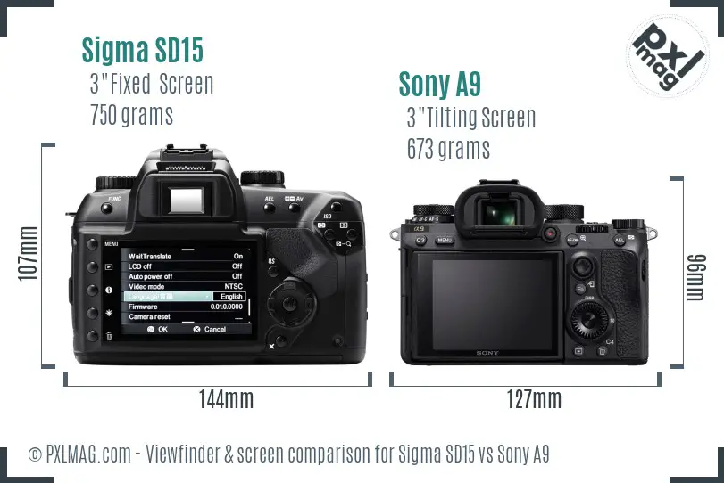 Sigma SD15 vs Sony A9 Screen and Viewfinder comparison