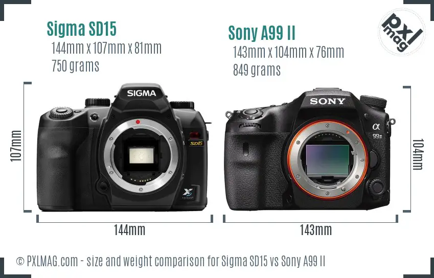 Sigma SD15 vs Sony A99 II size comparison