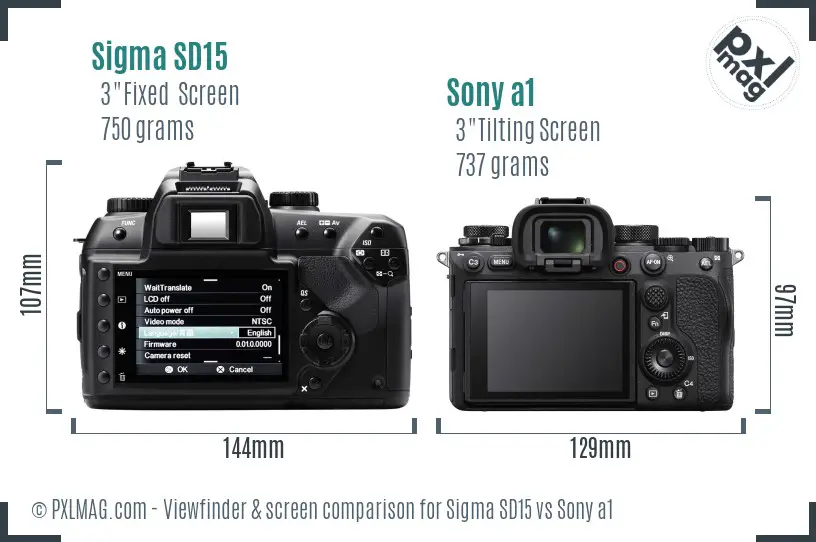 Sigma SD15 vs Sony a1 Screen and Viewfinder comparison