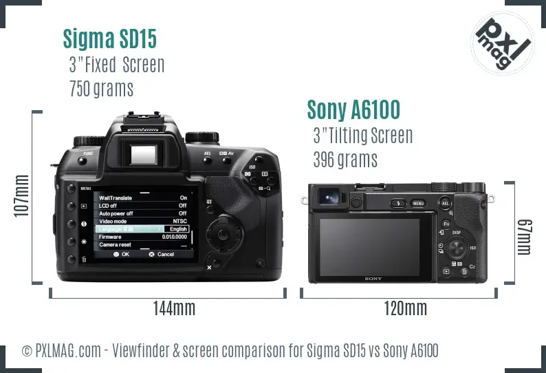 Sigma SD15 vs Sony A6100 Screen and Viewfinder comparison