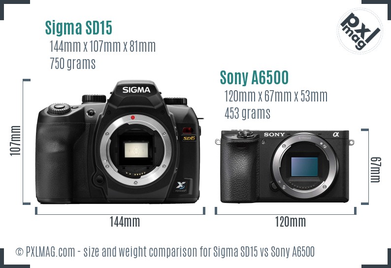 Sigma SD15 vs Sony A6500 size comparison Sigma SD15 vs Sony A6500 size comparison