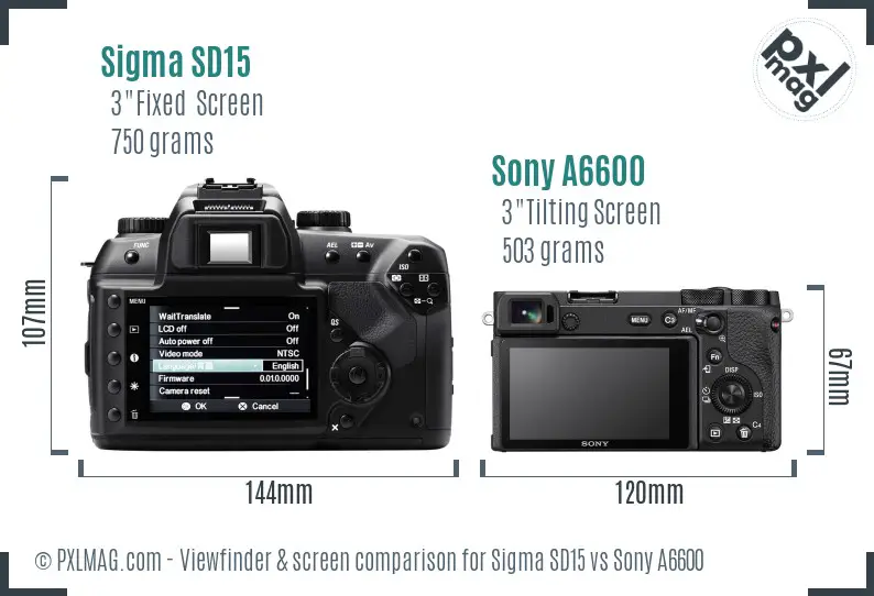 Sigma SD15 vs Sony A6600 Screen and Viewfinder comparison