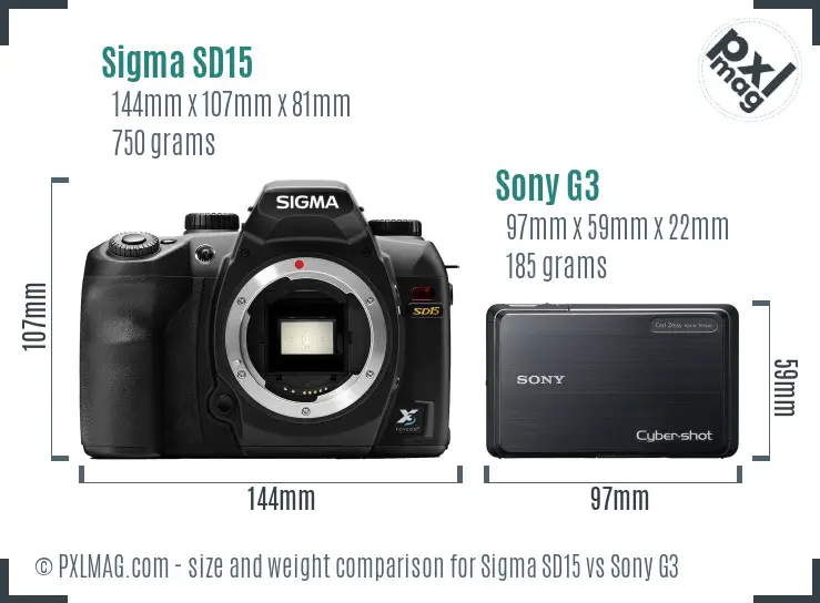 Sigma SD15 vs Sony G3 size comparison Sigma SD15 vs Sony G3 size comparison