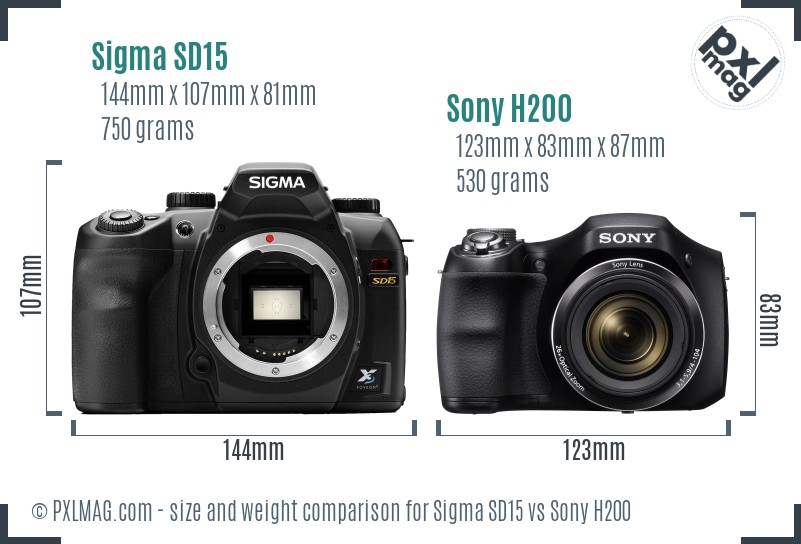 Sigma SD15 vs Sony H200 size comparison Sigma SD15 vs Sony H200 size comparison