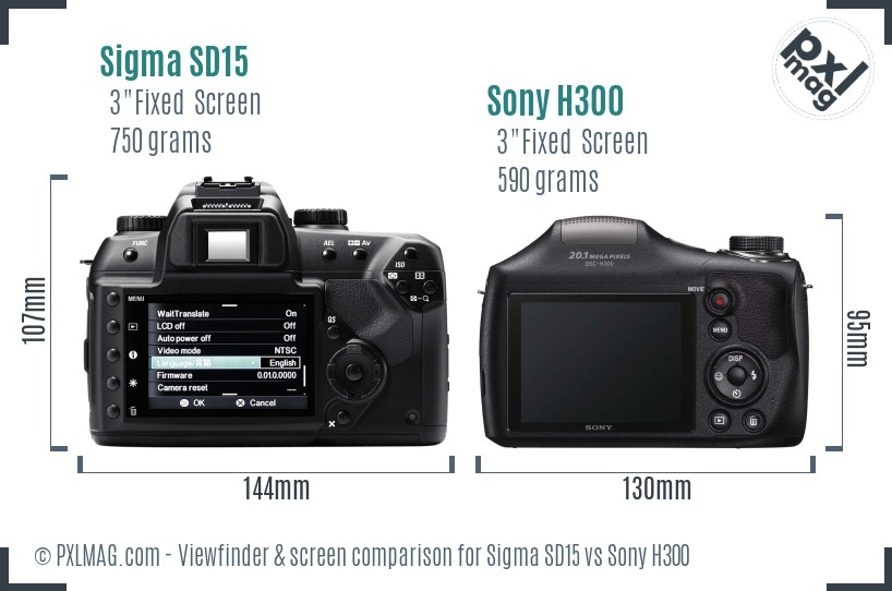 Sigma SD15 vs Sony H300 Screen and Viewfinder comparison