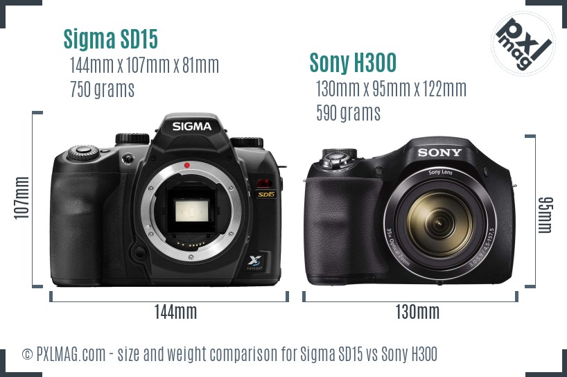 Sigma SD15 vs Sony H300 size comparison Sigma SD15 vs Sony H300 size comparison