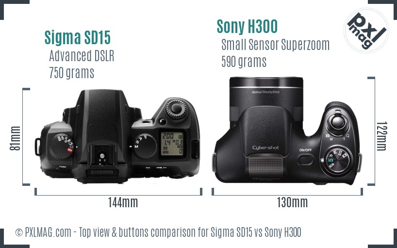 Sigma SD15 vs Sony H300 top view buttons comparison