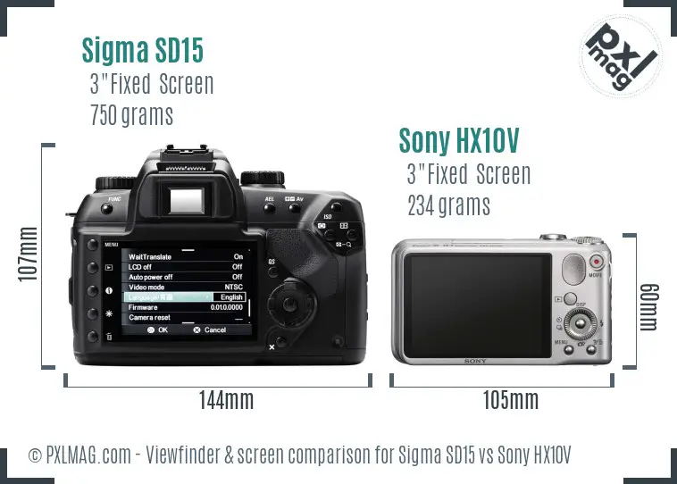 Sigma SD15 vs Sony HX10V Screen and Viewfinder comparison Sigma SD15 vs Sony HX10V Screen and Viewfinder comparison