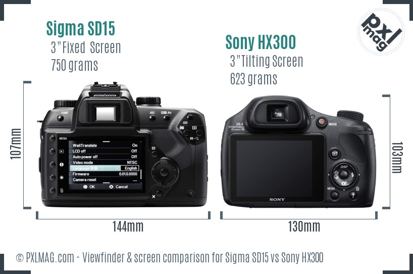 Sigma SD15 vs Sony HX300 Screen and Viewfinder comparison