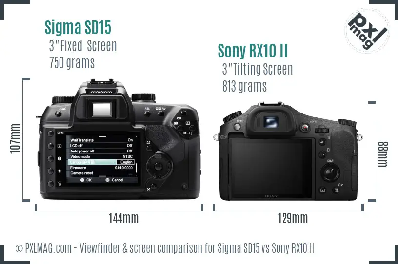 Sigma SD15 vs Sony RX10 II Screen and Viewfinder comparison Sigma SD15 vs Sony RX10 II Screen and Viewfinder comparison