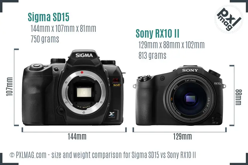 Sigma SD15 vs Sony RX10 II size comparison Sigma SD15 vs Sony RX10 II size comparison