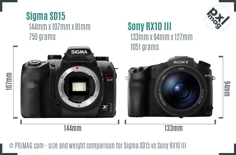 Sigma SD15 vs Sony RX10 III size comparison Sigma SD15 vs Sony RX10 III size comparison