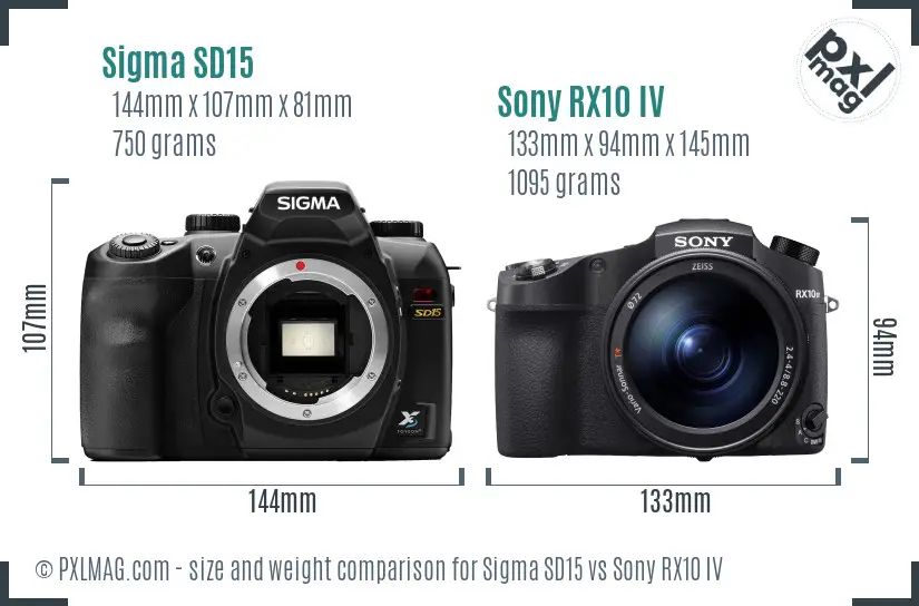 Sigma SD15 vs Sony RX10 IV size comparison