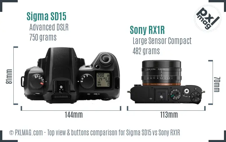 Sigma SD15 vs Sony RX1R top view buttons comparison