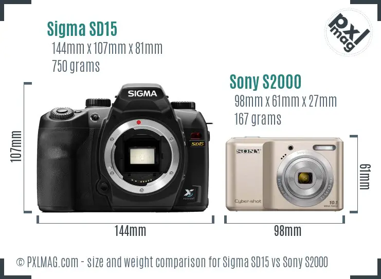 Sigma SD15 vs Sony S2000 size comparison