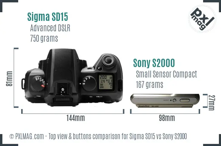 Sigma SD15 vs Sony S2000 top view buttons comparison