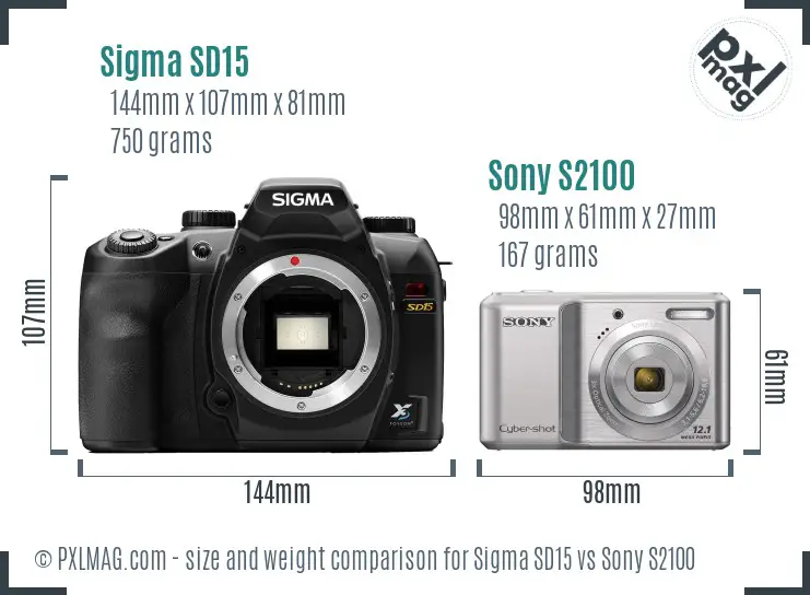 Sigma SD15 vs Sony S2100 size comparison