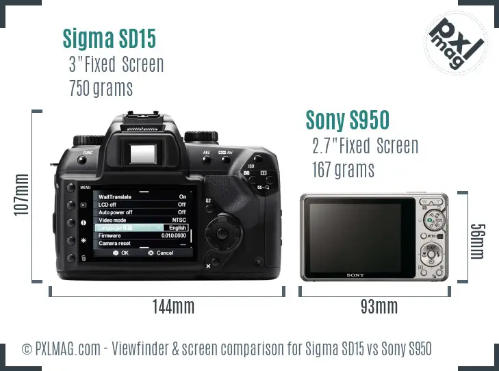 Sigma SD15 vs Sony S950 Screen and Viewfinder comparison