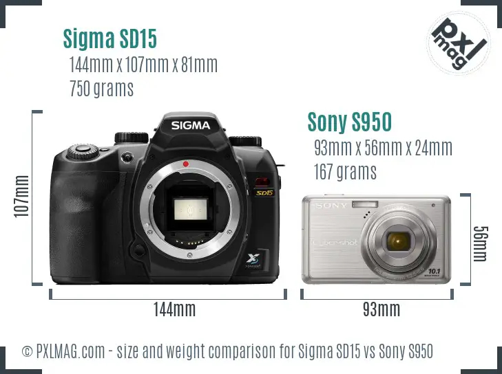Sigma SD15 vs Sony S950 size comparison