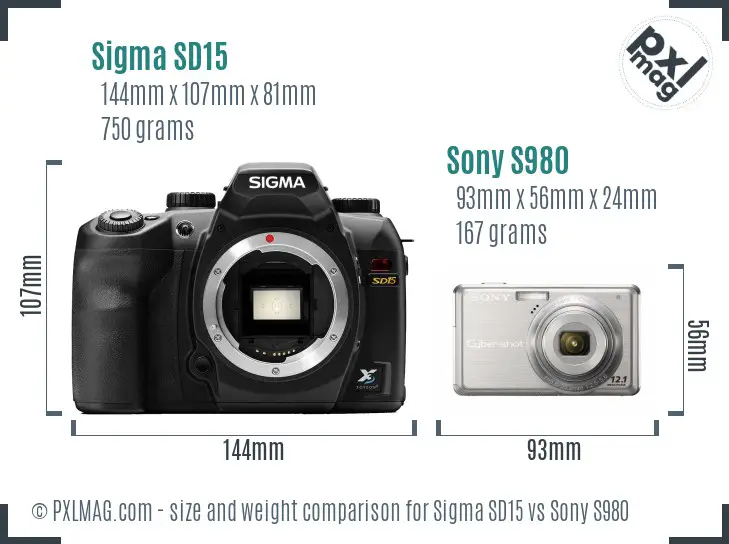 Sigma SD15 vs Sony S980 size comparison