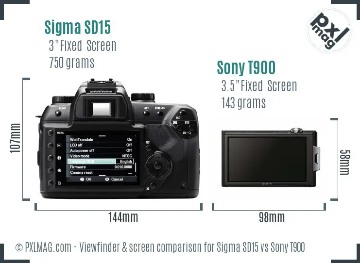 Sigma SD15 vs Sony T900 Screen and Viewfinder comparison