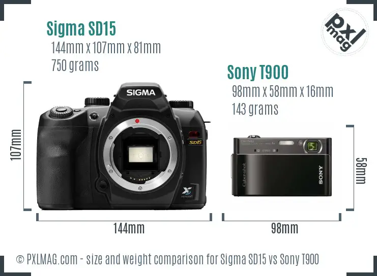 Sigma SD15 vs Sony T900 size comparison