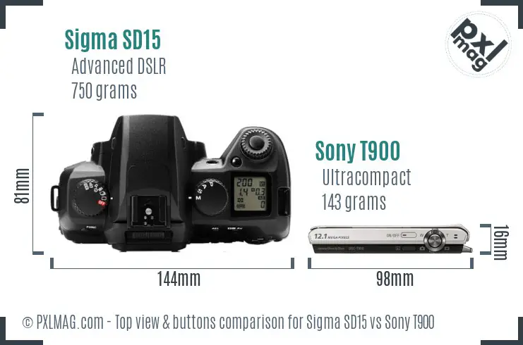 Sigma SD15 vs Sony T900 top view buttons comparison