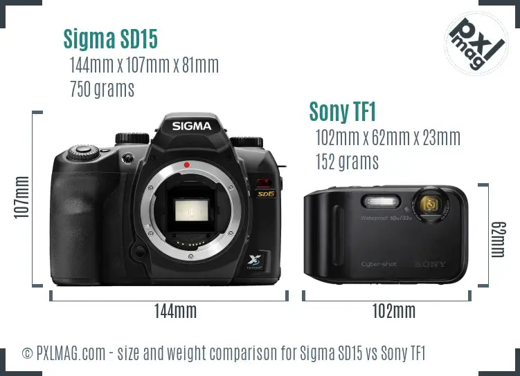 Sigma SD15 vs Sony TF1 size comparison