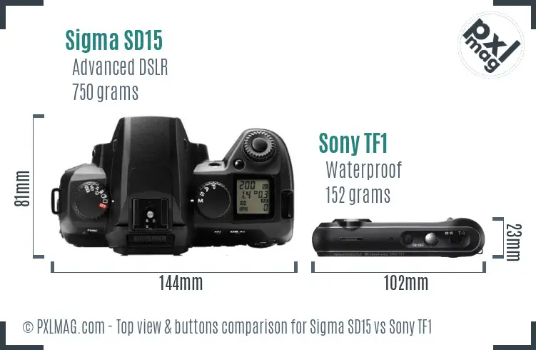 Sigma SD15 vs Sony TF1 top view buttons comparison