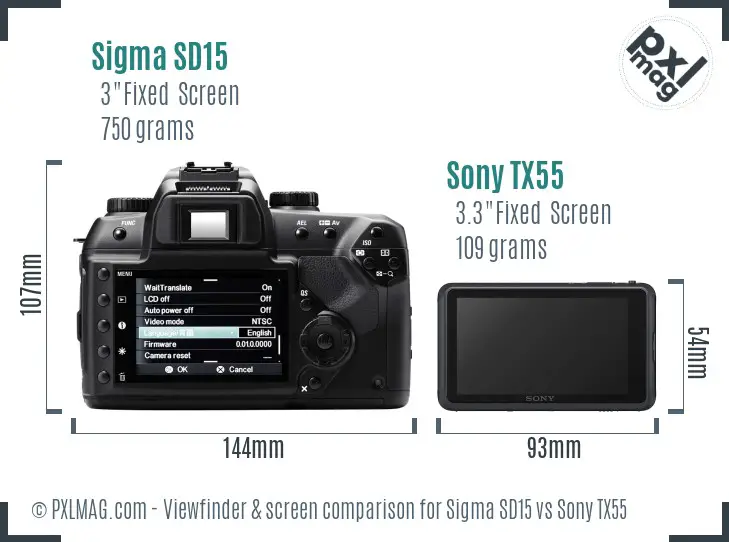 Sigma SD15 vs Sony TX55 Screen and Viewfinder comparison Sigma SD15 vs Sony TX55 Screen and Viewfinder comparison