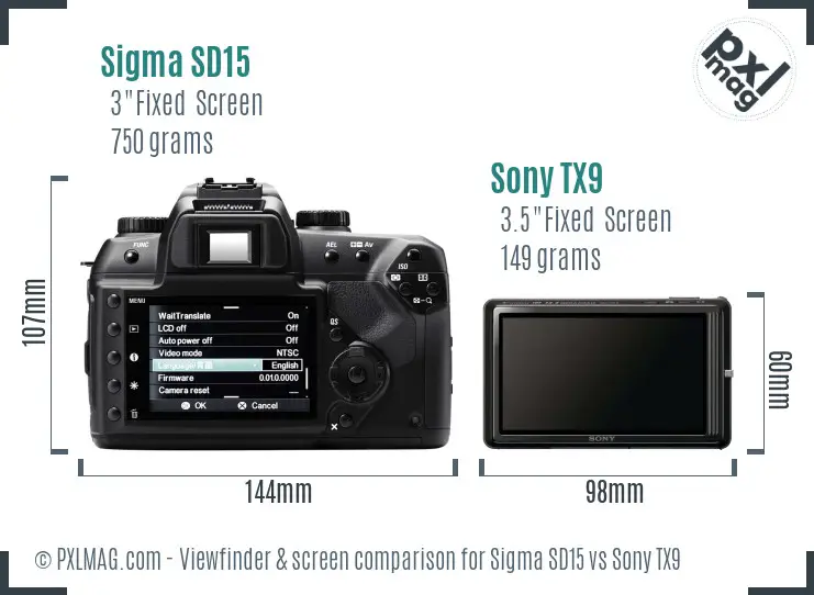 Sigma SD15 vs Sony TX9 Screen and Viewfinder comparison