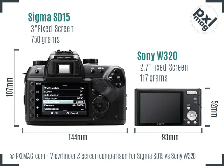 Sigma SD15 vs Sony W320 Screen and Viewfinder comparison Sigma SD15 vs Sony W320 Screen and Viewfinder comparison